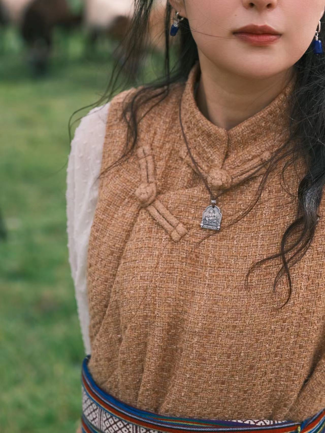 Yellow Jambhala Necklace (Leather Chain)