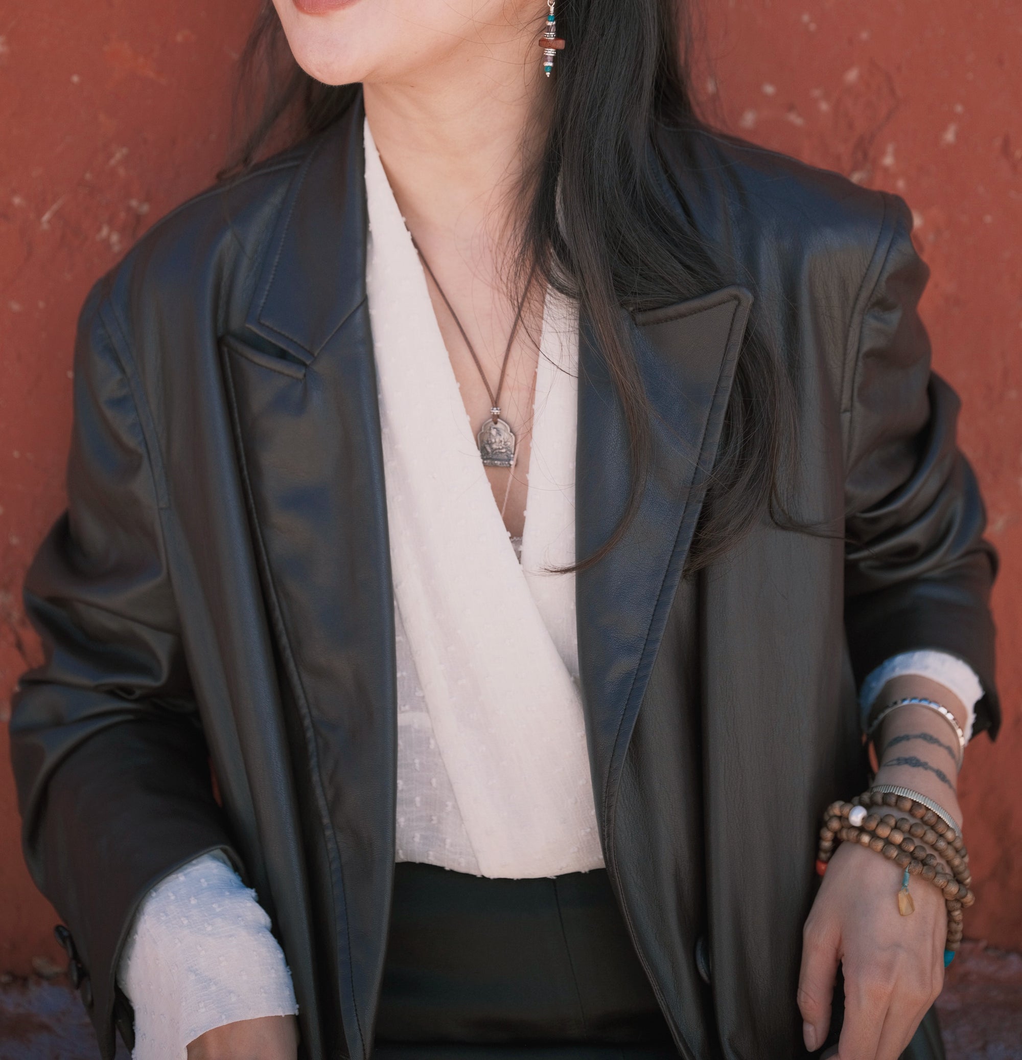 Yellow Jambhala Necklace (Leather Chain)