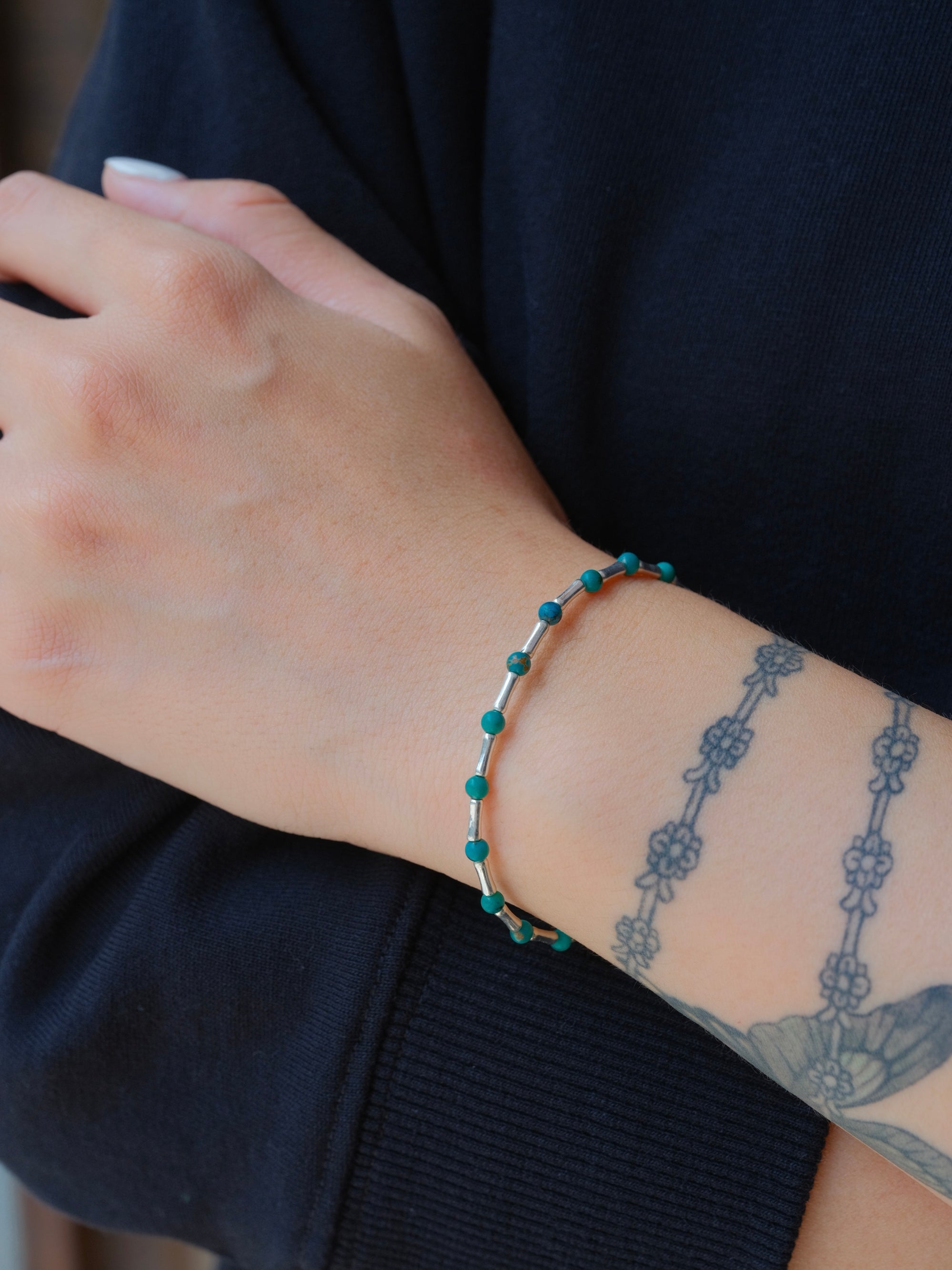 Bone-shaped Turquoise Sterling Silver Bracelet