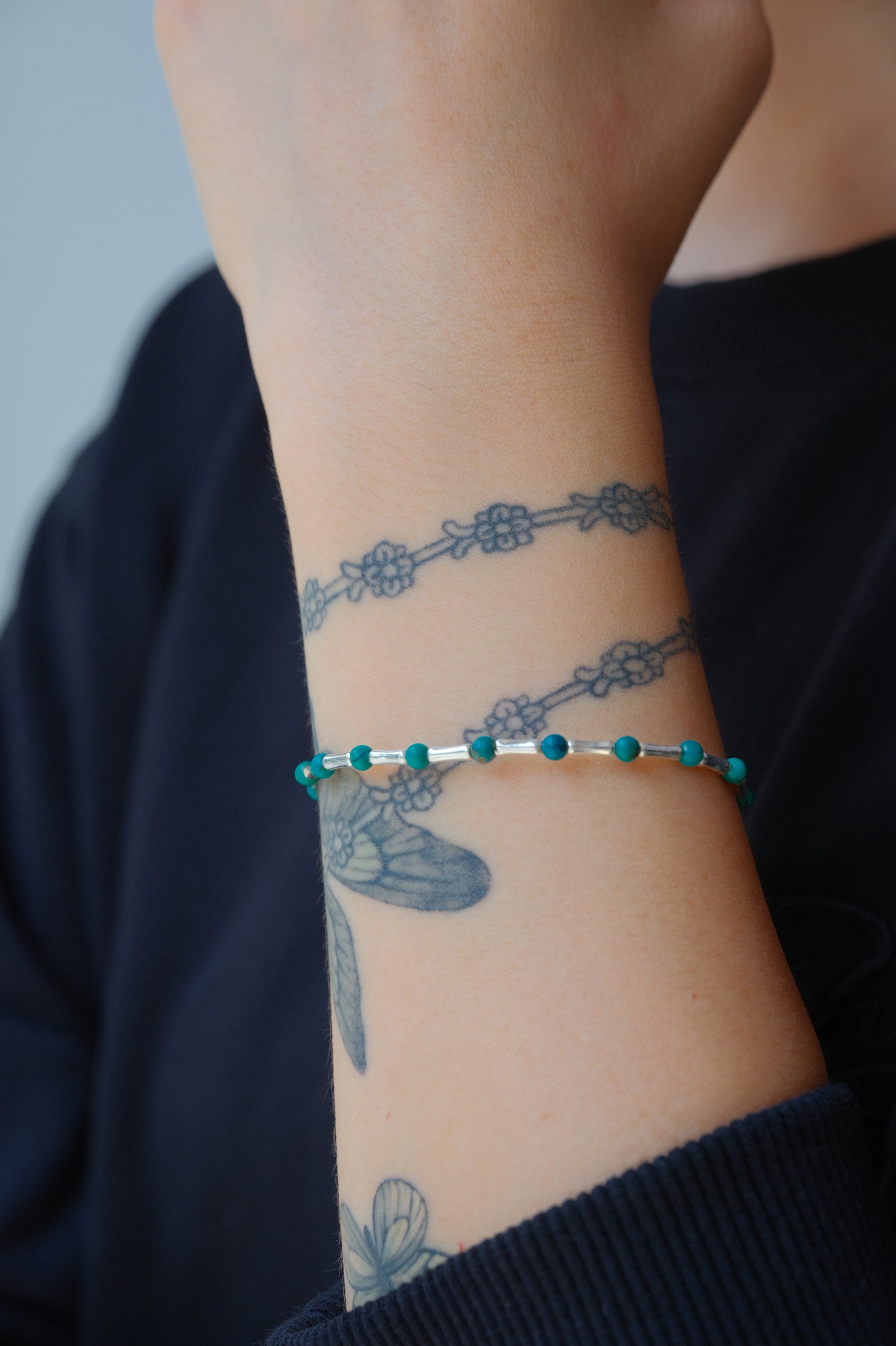 Bone-shaped Turquoise Sterling Silver Bracelet