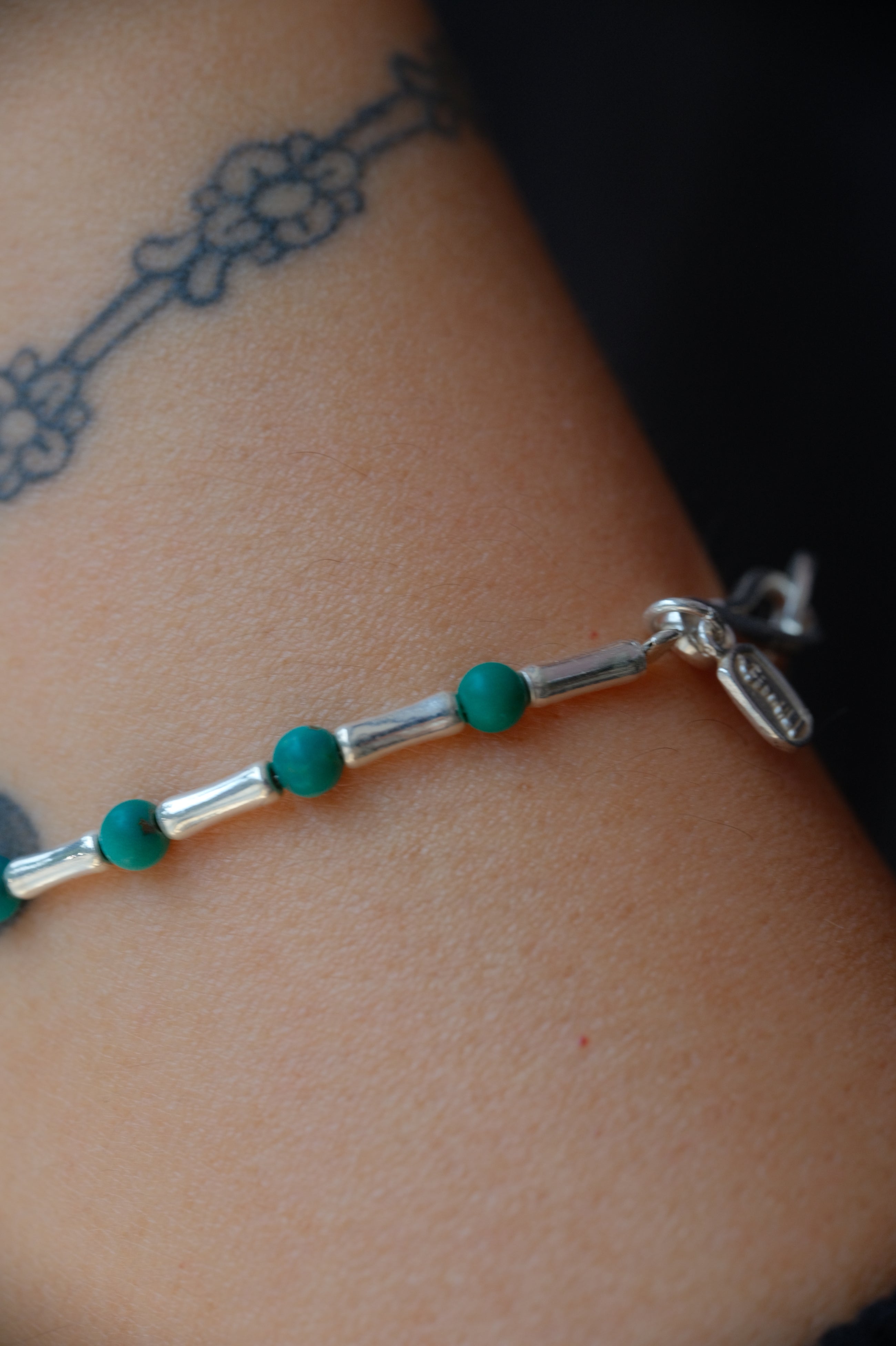 Bone-shaped Turquoise Sterling Silver Bracelet