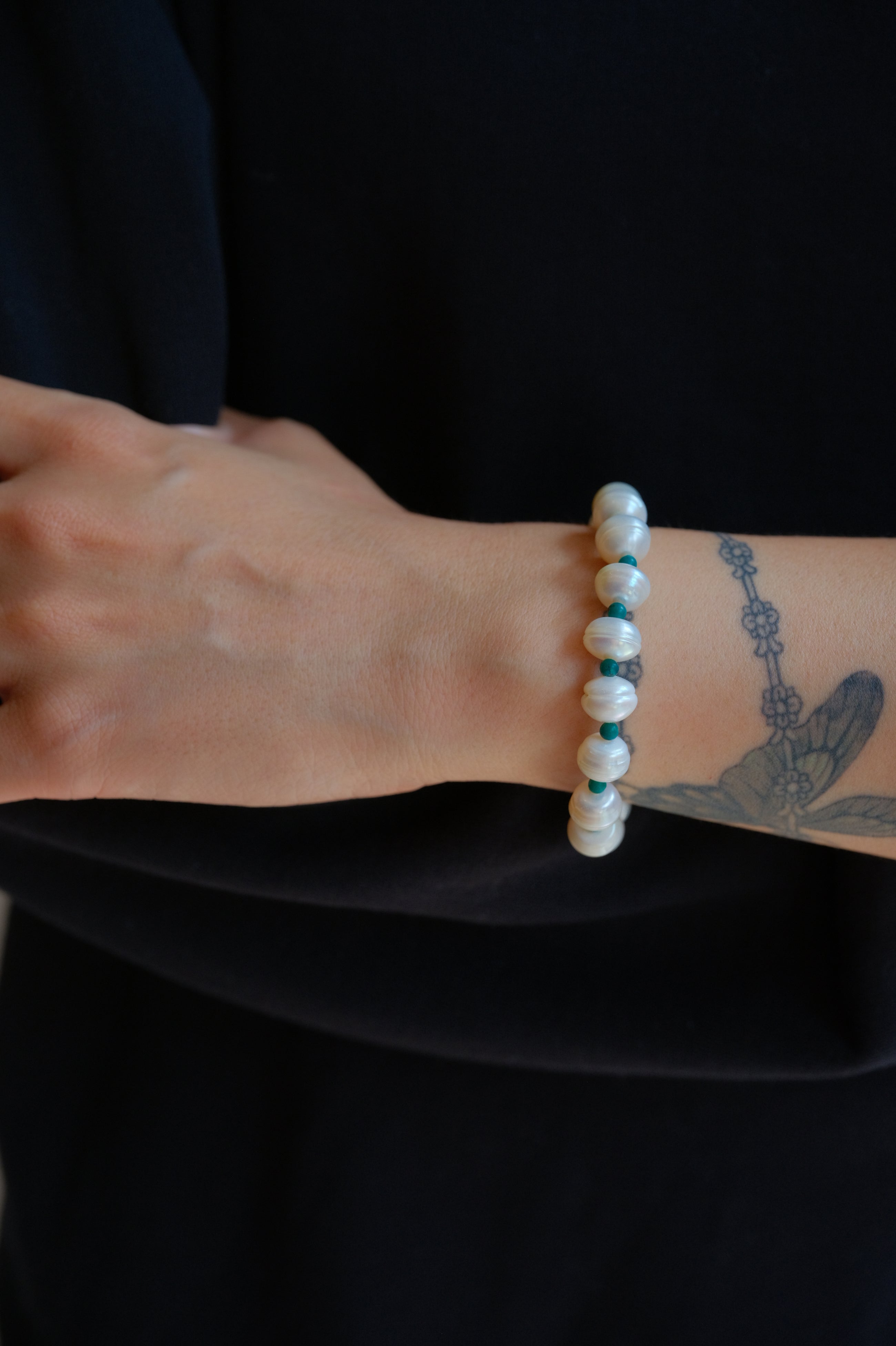 Turquoise and Tibetan Ancient Pearl Bracelet