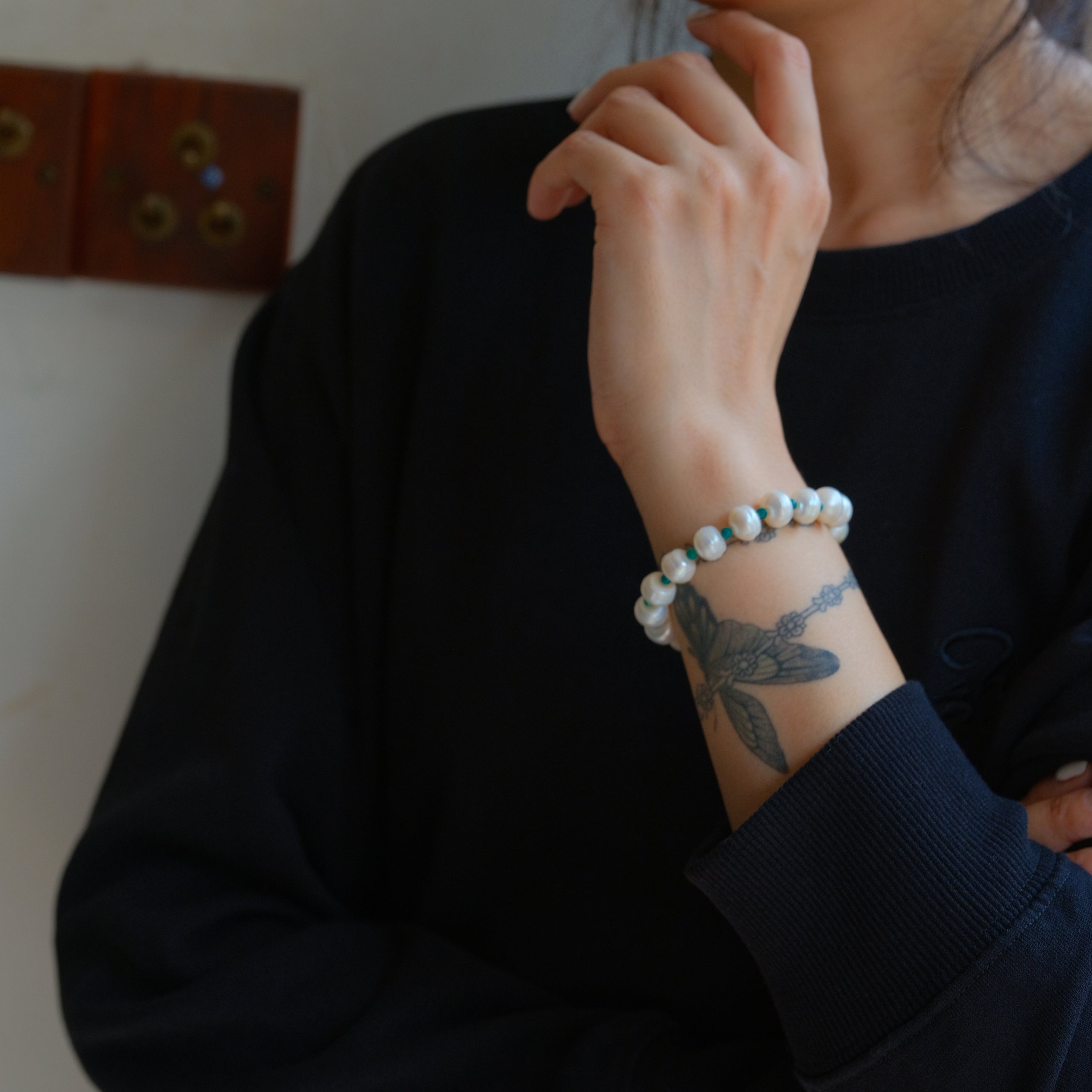 Turquoise and Tibetan Ancient Pearl Bracelet