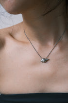 Tibetan Conch Shell Necklace (Silver Chain)