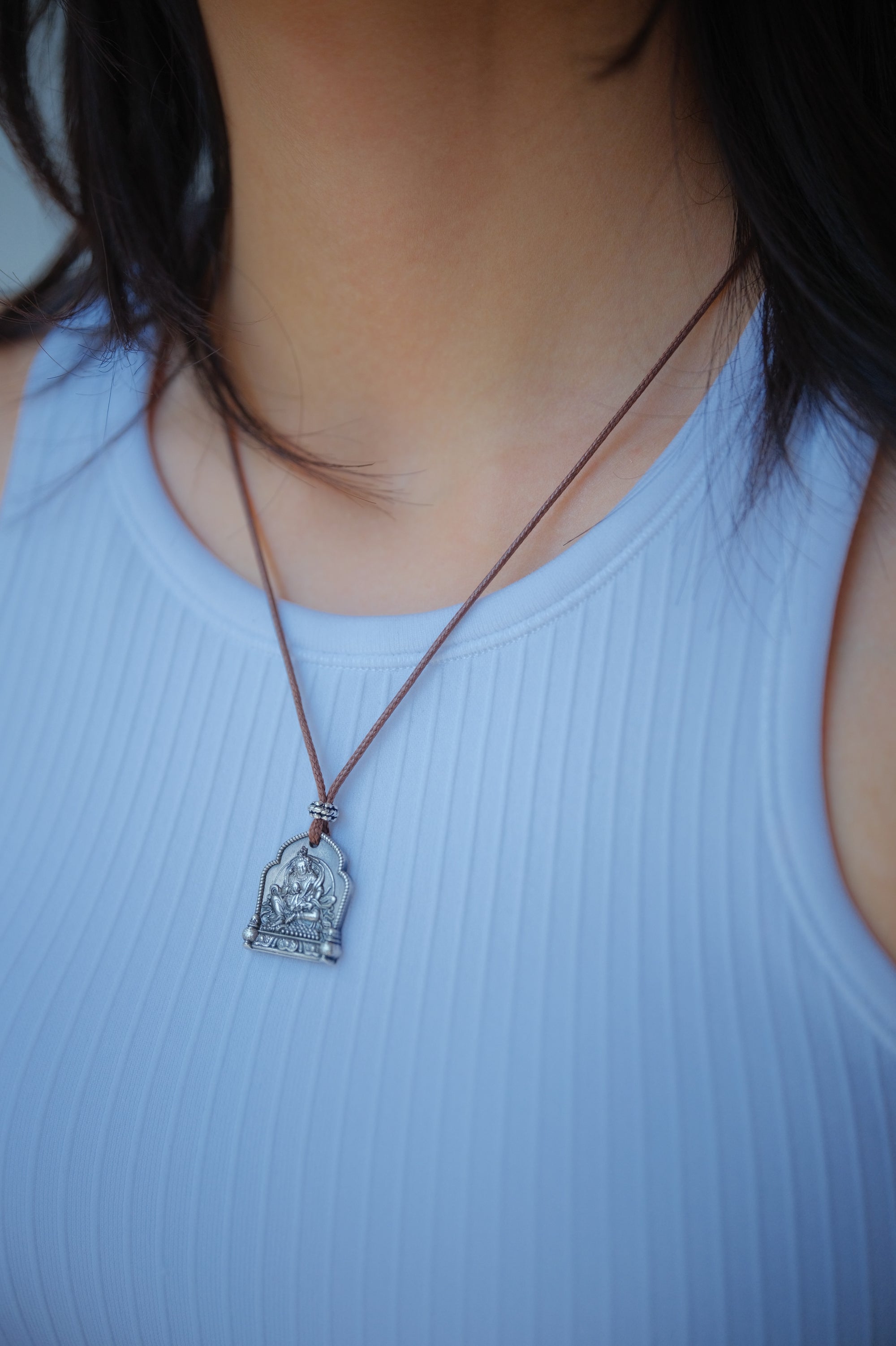 Yellow Jambhala Necklace (Leather Chain)