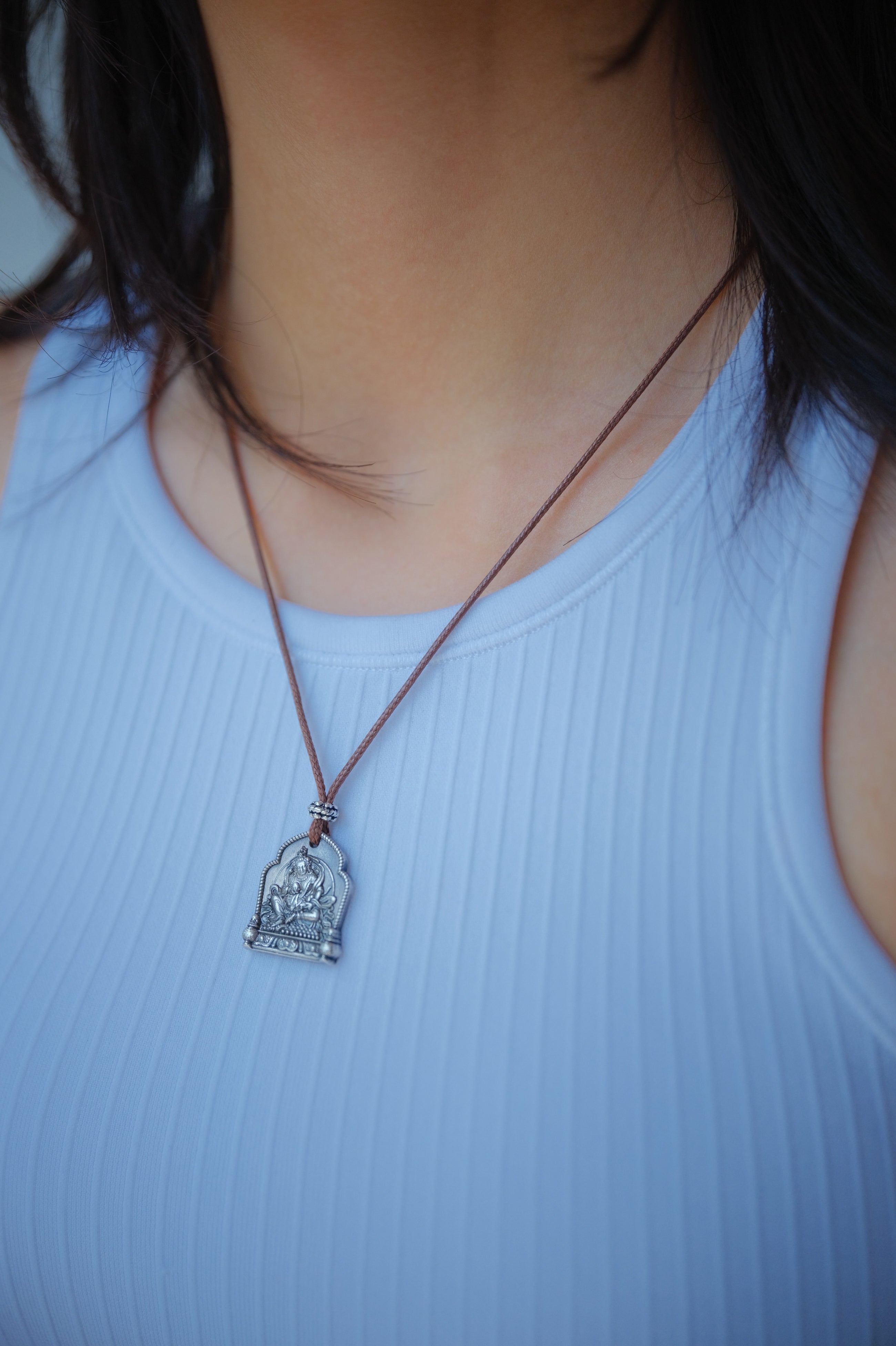 Yellow Jambhala Necklace (Leather Chain)