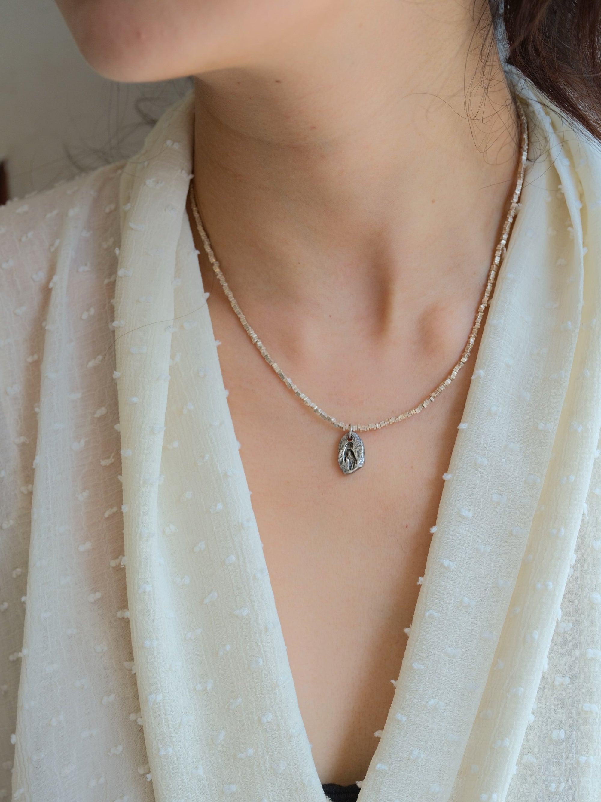 Tara Hand Mudra Necklace(Silver Chain)